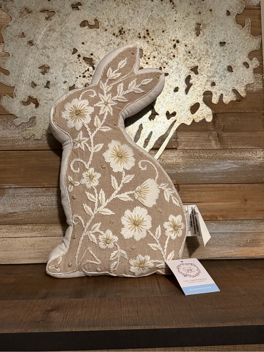 The Farmhouse by Rachel Ashwell Embroidered Floral Bunny Pillow